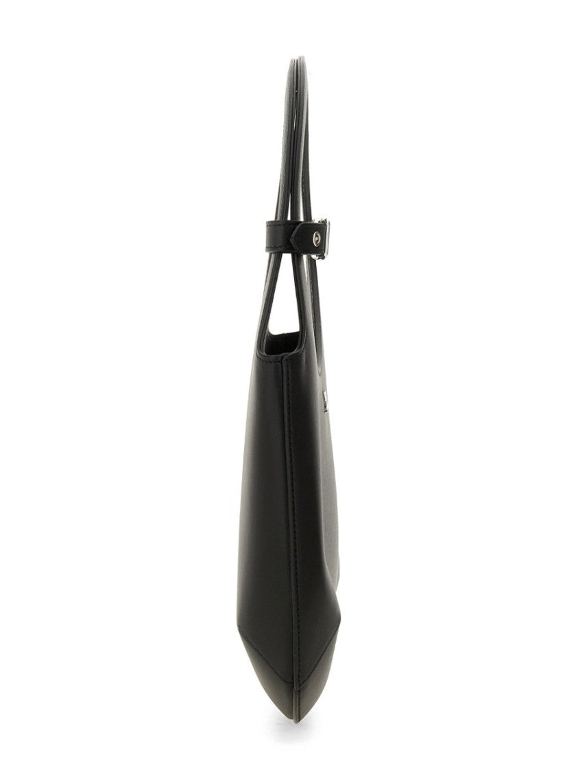 Circular Handle Leather Bag With Adjustable Strap
