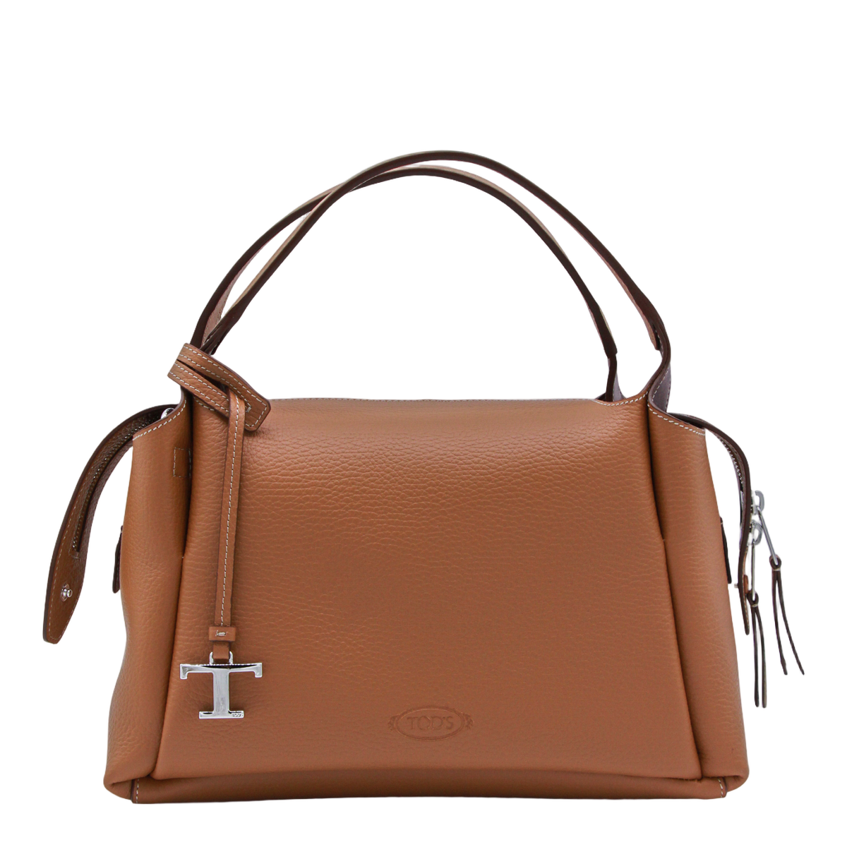 Textured Leather Structured Handbag