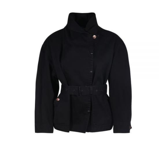 Structured Black Jacket with High Collar