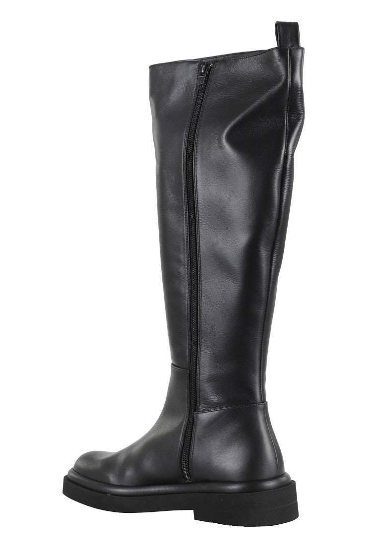 Selma Mid-Calf Black Leather Boot