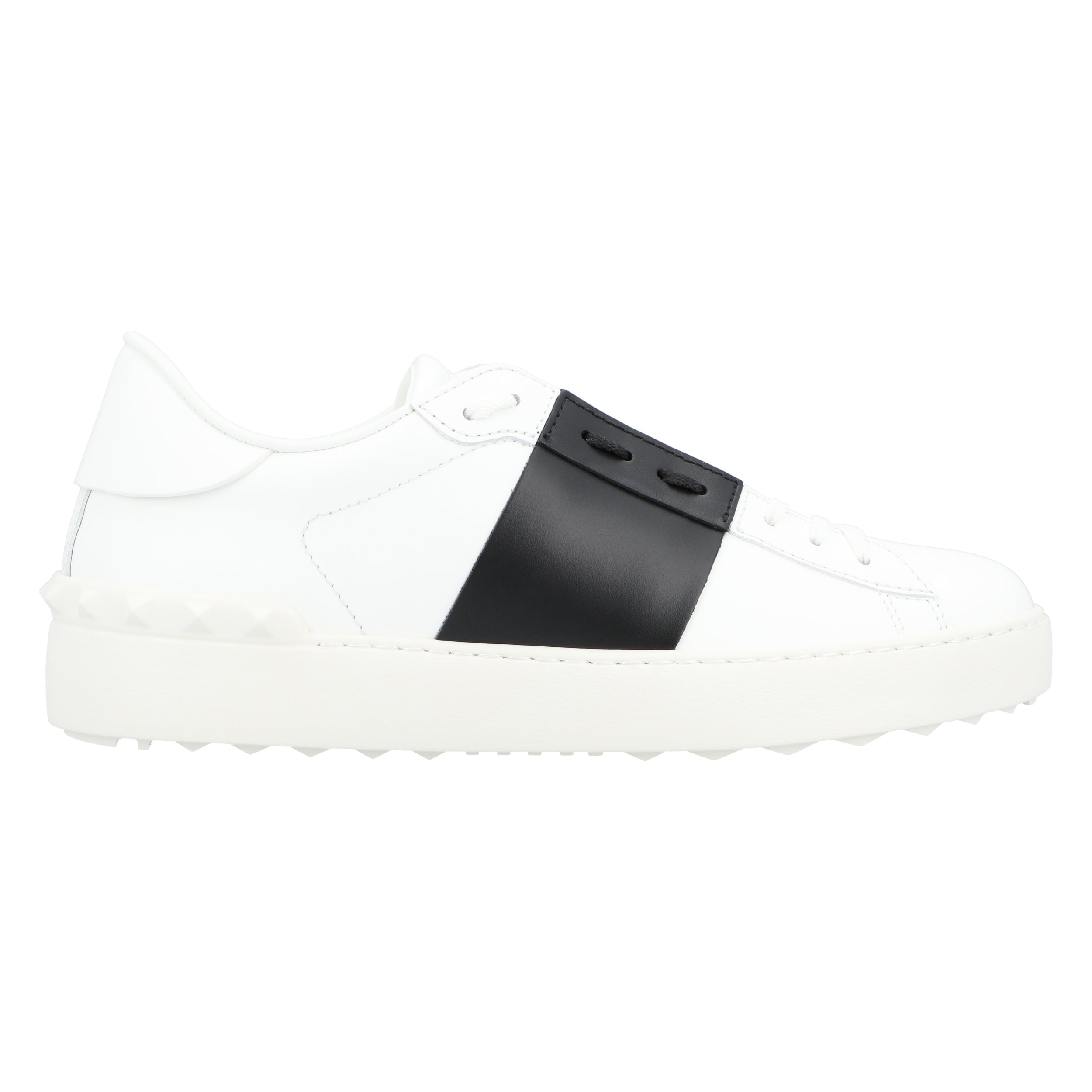 Calfskin Sneakers With Contrasting Bands And Rubber Studs