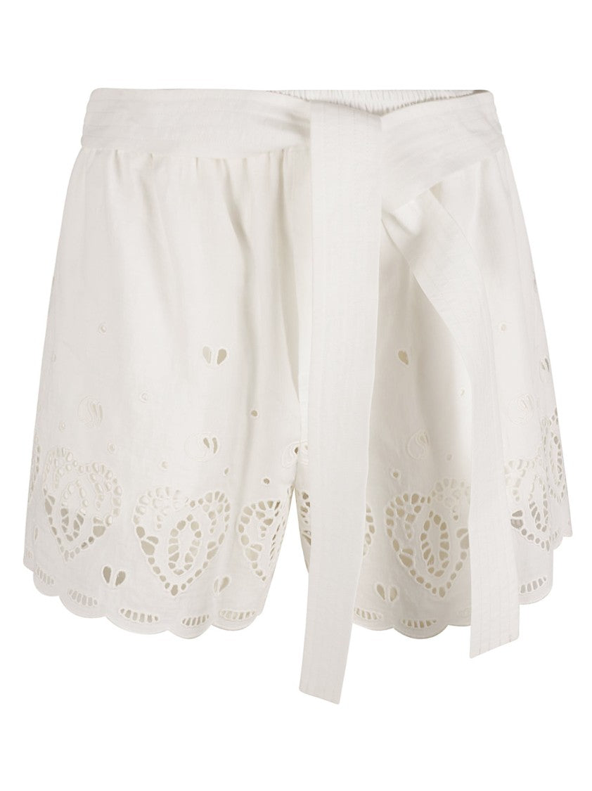 Delicate Embroidered White Shorts