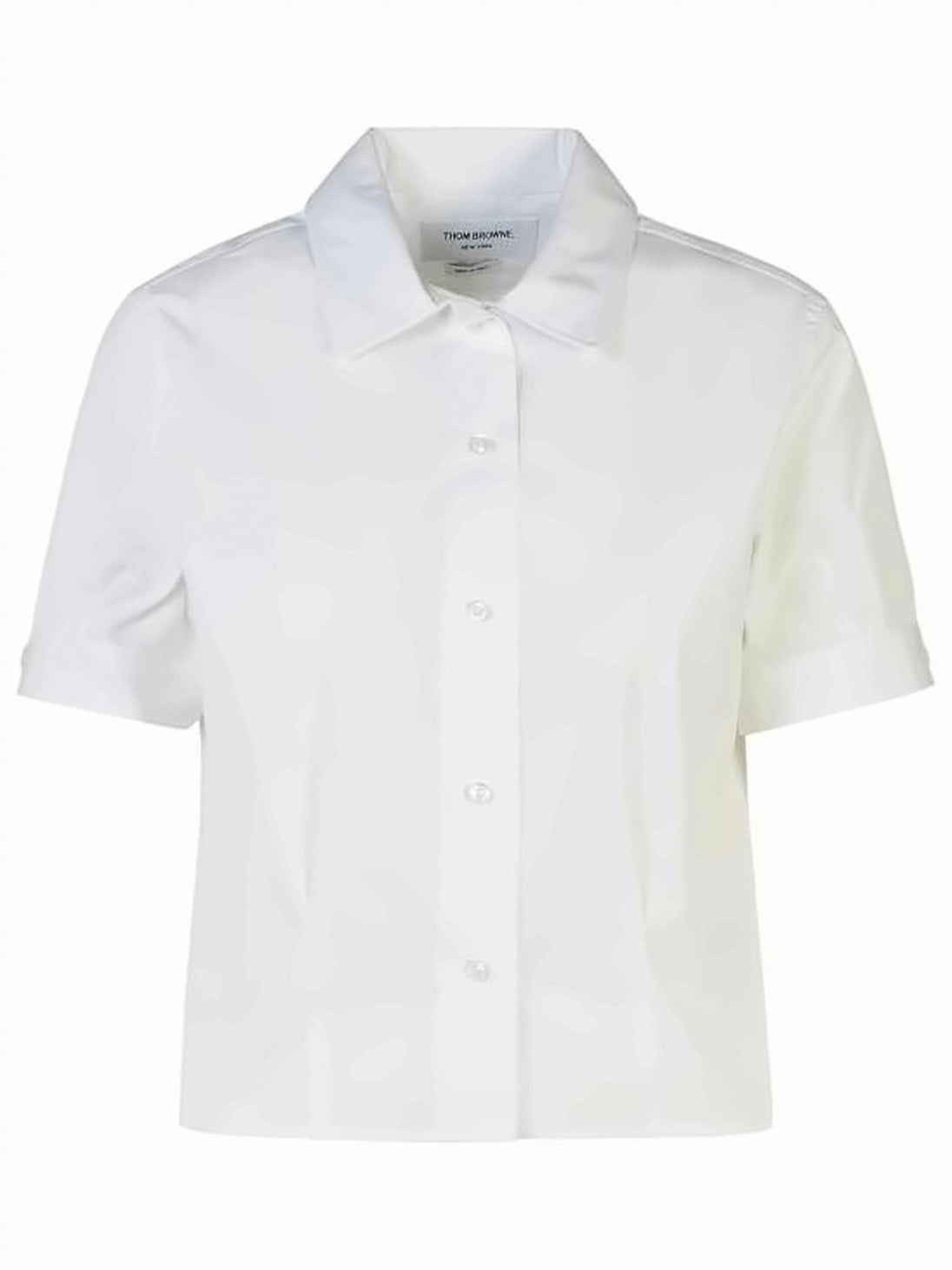 Short-Sleeved White Blouse with Classic Collar