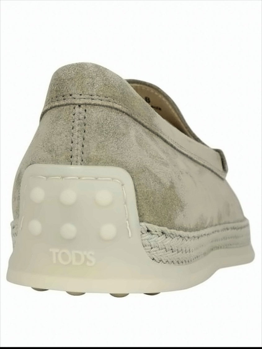 Elegant Suede Slip-On Loafers with Textured Rubber Sole