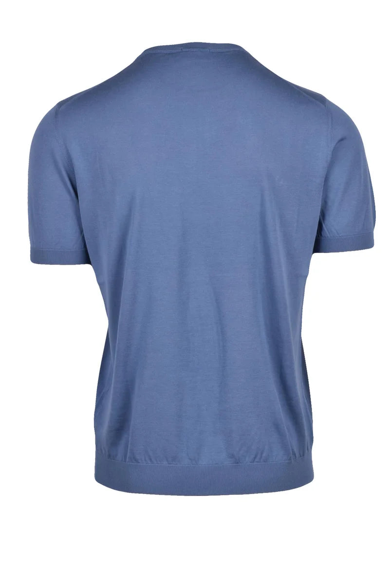 Cotton Crew Neck Top - Blue