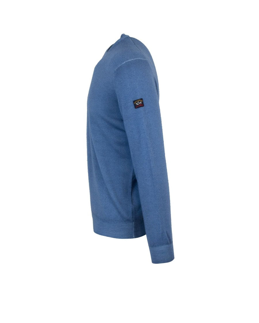 Light Blue Extrafine Wool Crew Neck