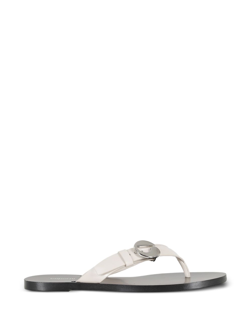 Open-Toe Thong Sandals With Silver Buckle Detail