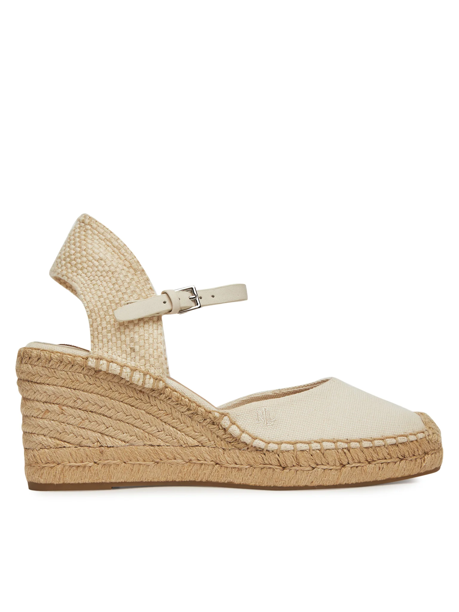 Woven Detailing Closed-Toe Wedge Espadrilles with Jute-Wrapped Platform