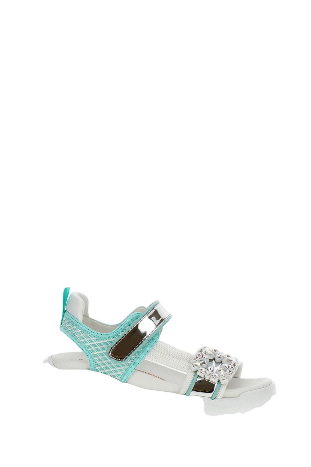 White Sandals with Crystal Embellished Straps