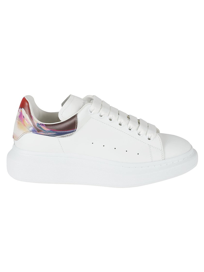 White Sneakers With Colorful Heel Accent