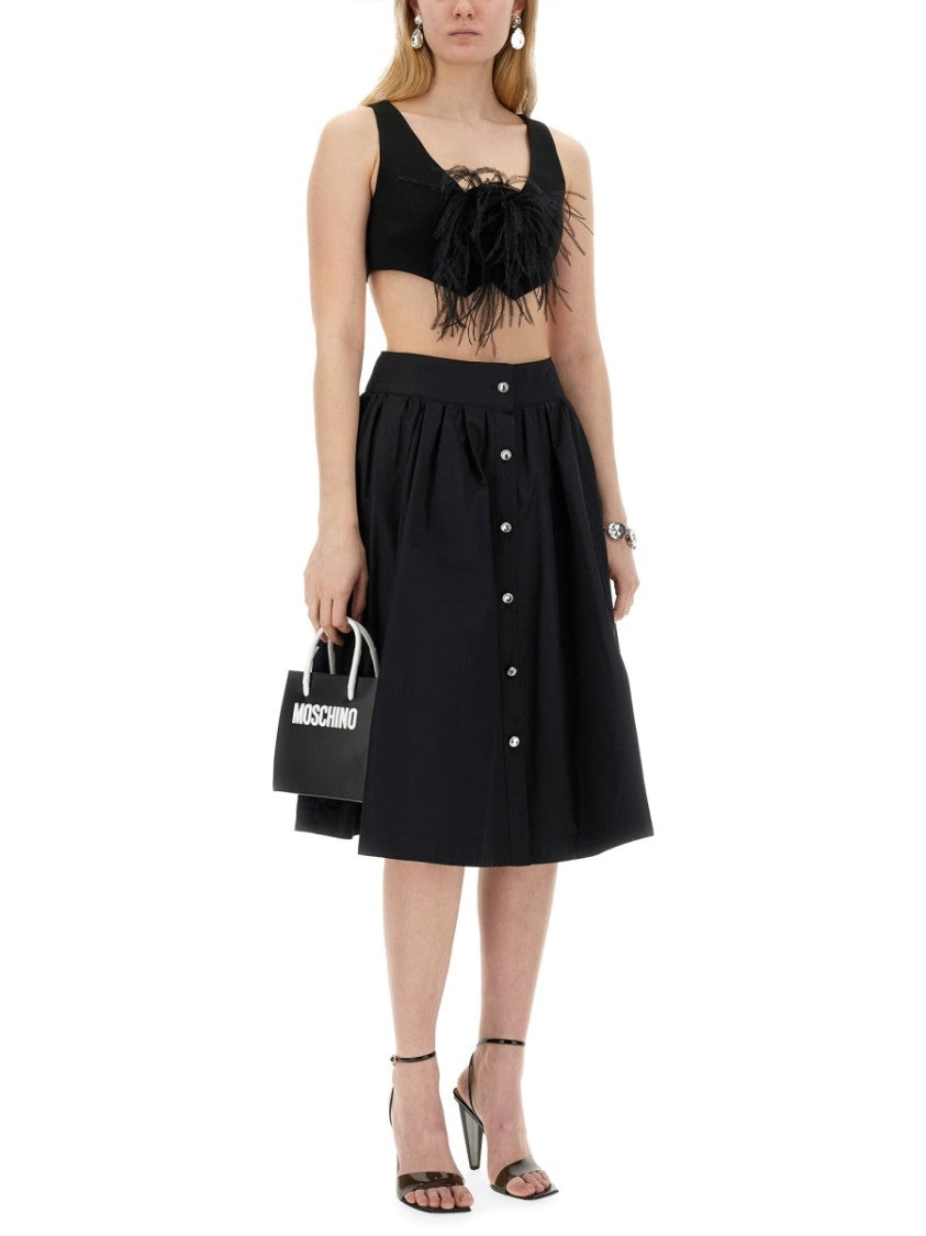 Cropped Black Vest With Feather Embellishment