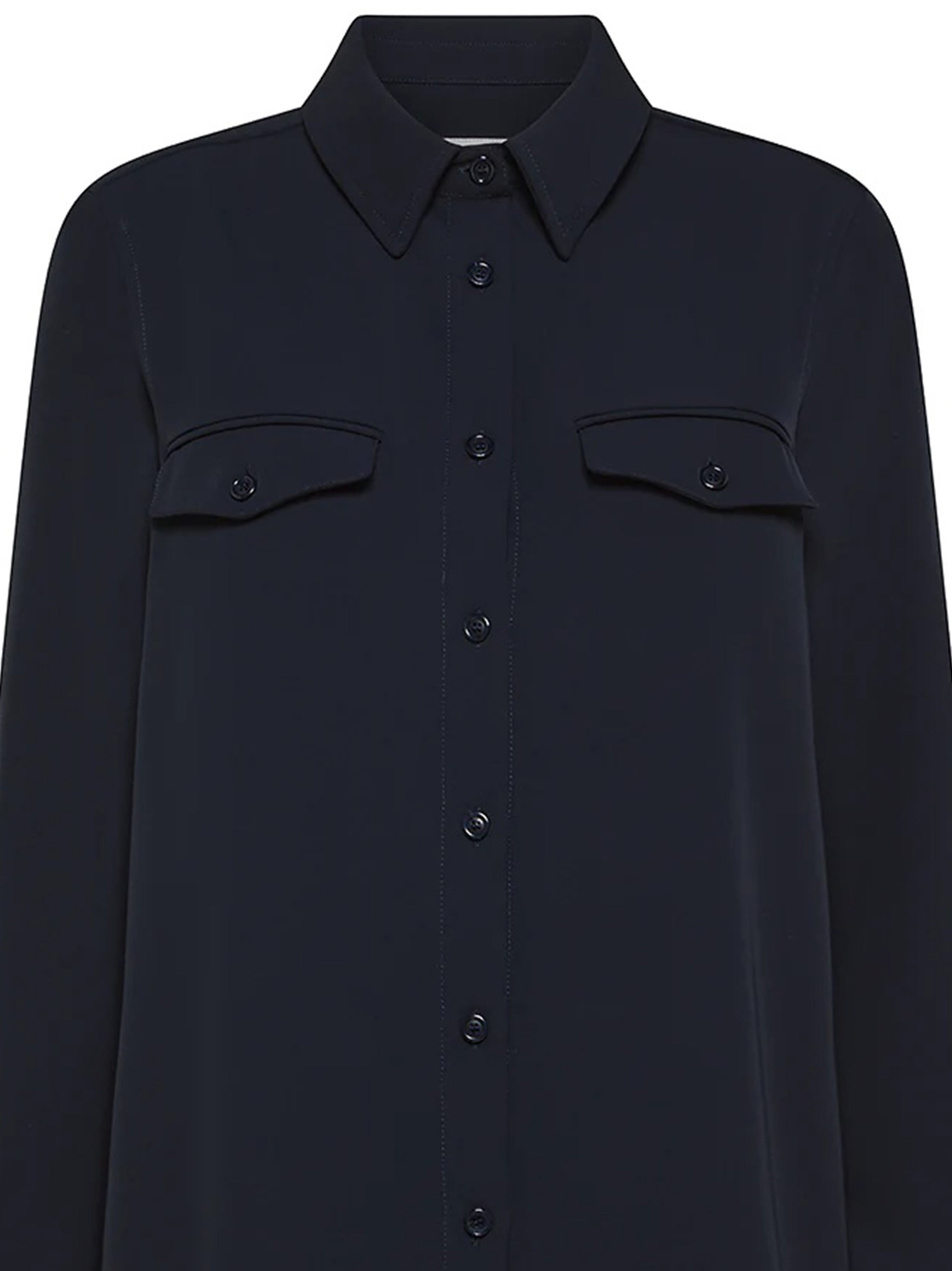 Black Button-Down Flap Pocket Cotton Overshirt