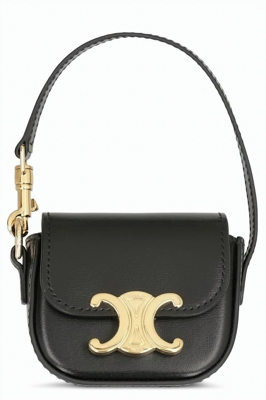 Structured Calf Leather Clutch with Gold-tone Clasp