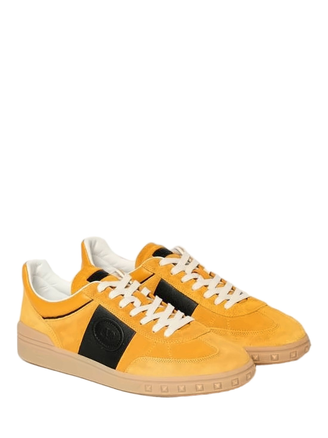 Vibrant Yellow Suede Sneakers with Black Panel
