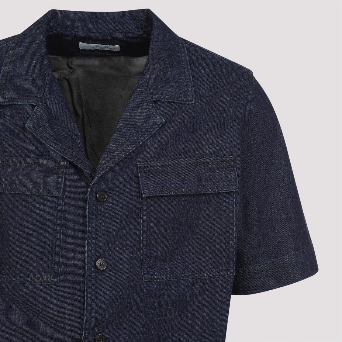 Short-Sleeved Blue Shirt with Classic Collar