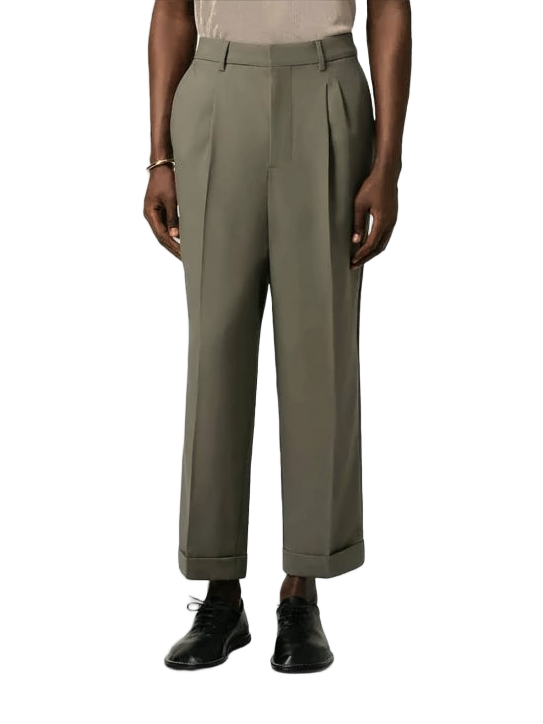 Tailored High-Waist Suit Pants with Pleated Front