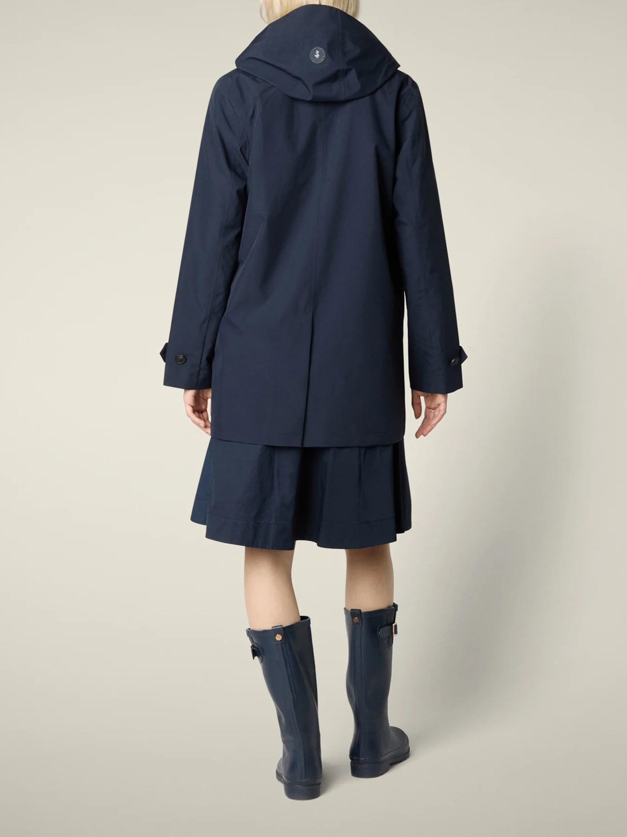 Navy Blue April Hooded Single Breasted Coat