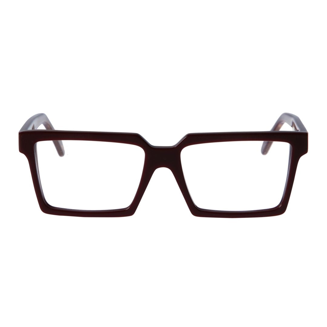 Pierre Bold Rectangular Burgundy Eyeglasses with Angular Bridge