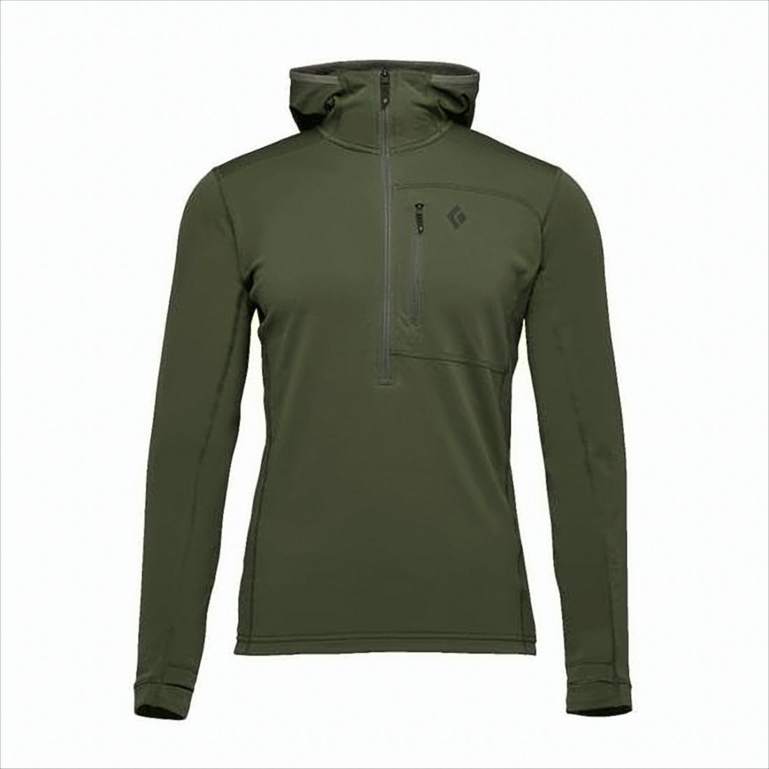 Fitted Olive Green Half-Zip Jacket With Thumbholes