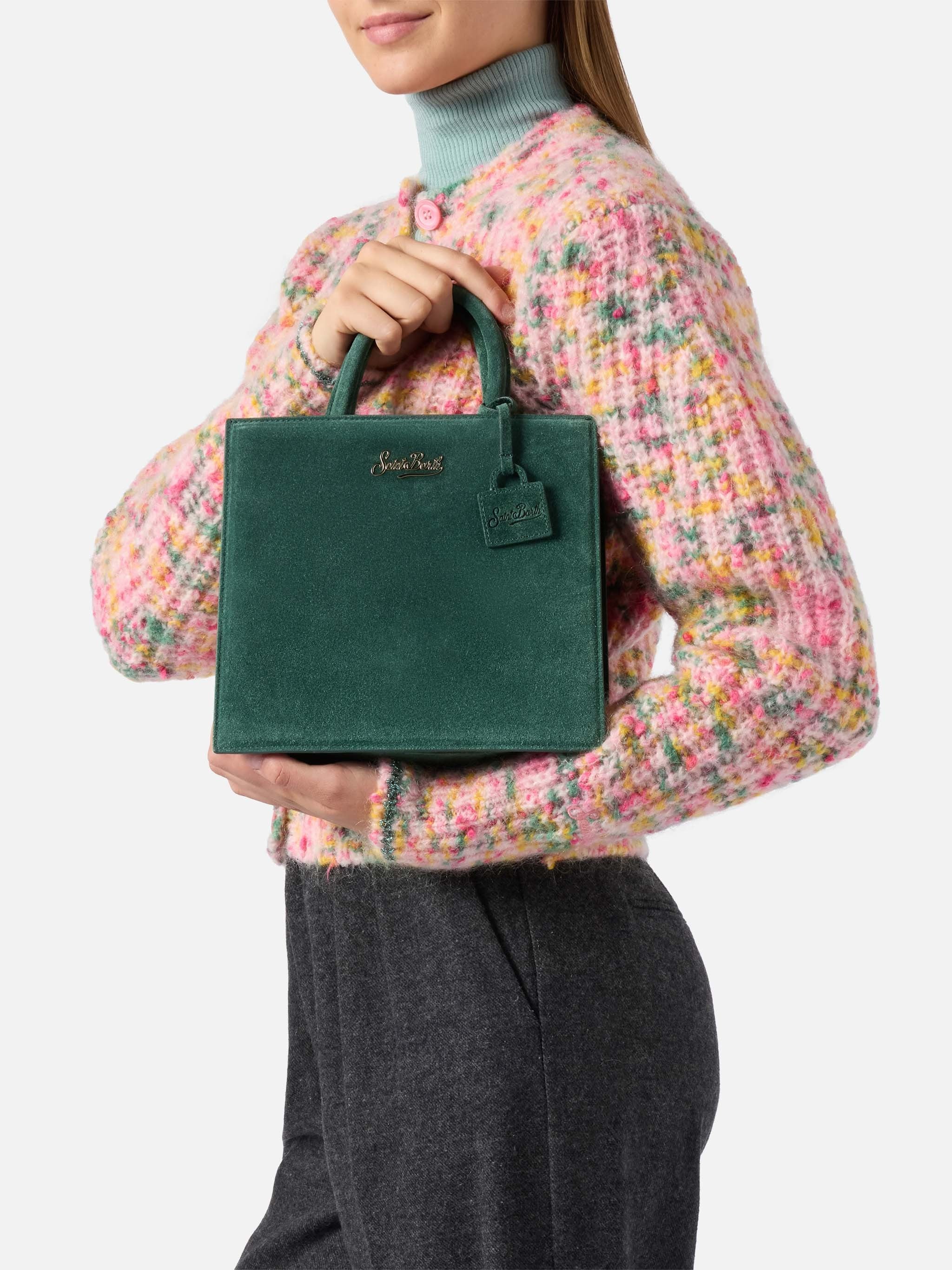 Midi Green Bovine Leather Shop Bag