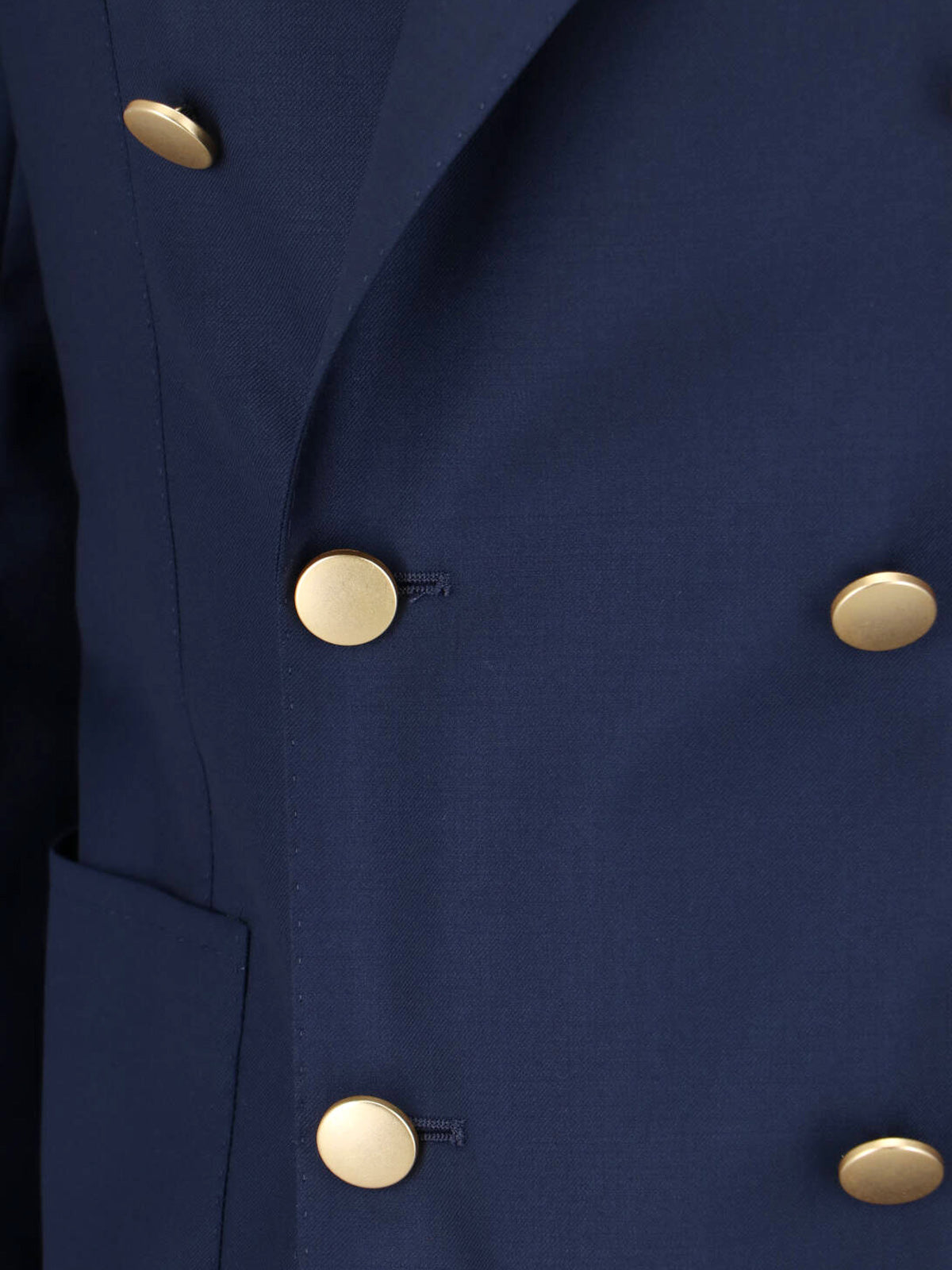 Navy Blue Double-Breasted Wool Blazer