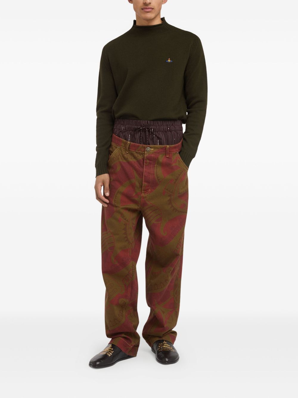 High Neck Ribbed Brown Sweater