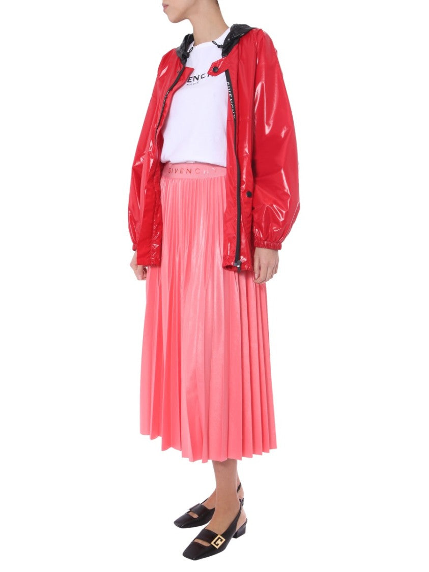 Glossy Red Hooded Wind Jacket