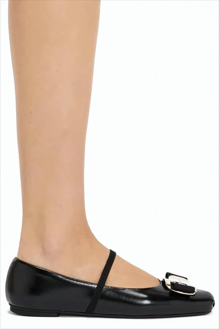 Lambskin Flats with Gold-Tone Buckle Detail