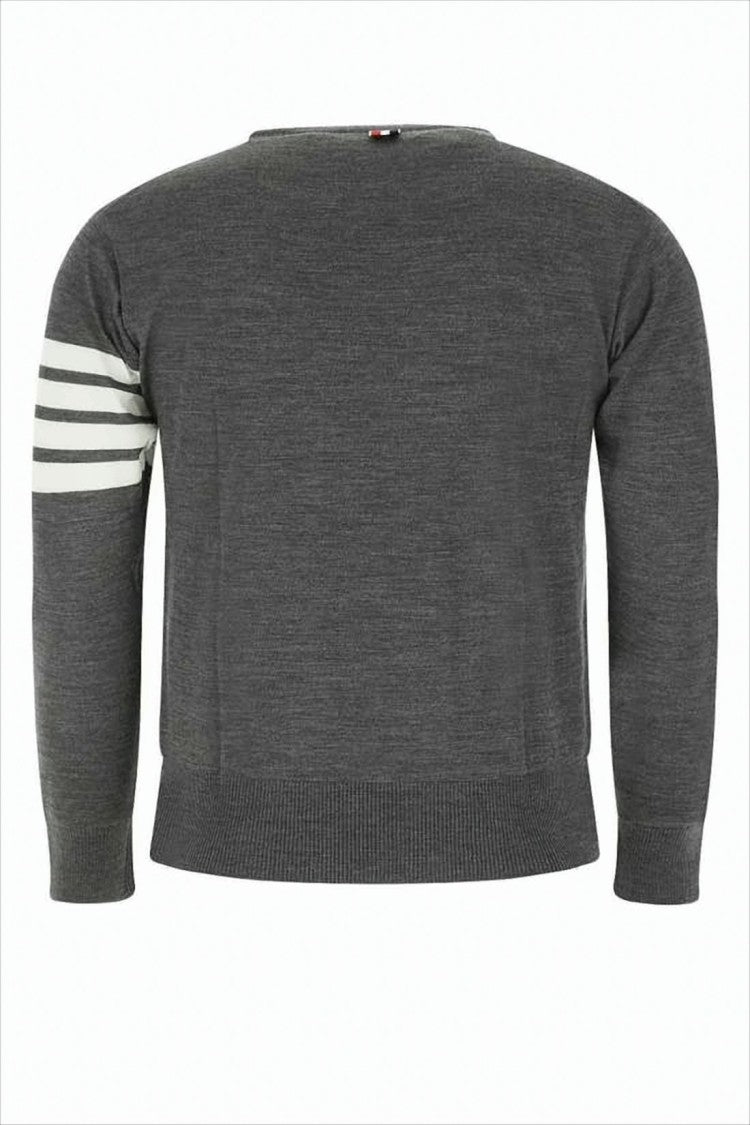 Merino Wool Knit Sweater with Signature Stripe Detail