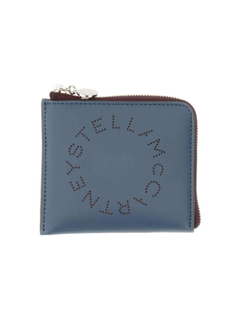 Compact Zipped Wallet With Perforated Logo