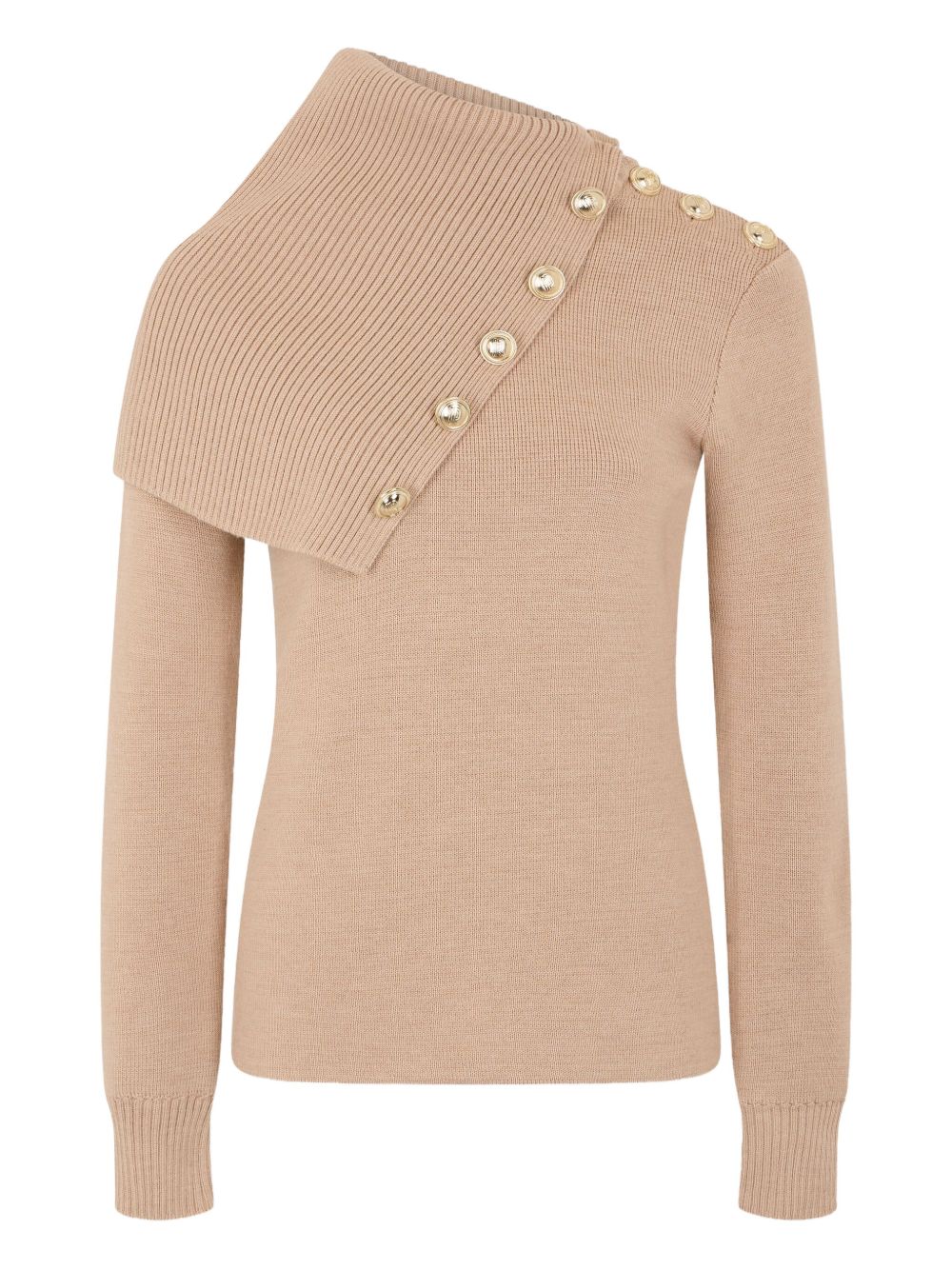 Asymmetrical Merino Wool Sweater With Oversized Turtleneck