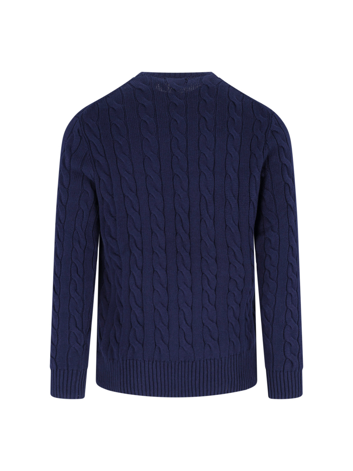Blue Cable Knit Crewneck Sweater