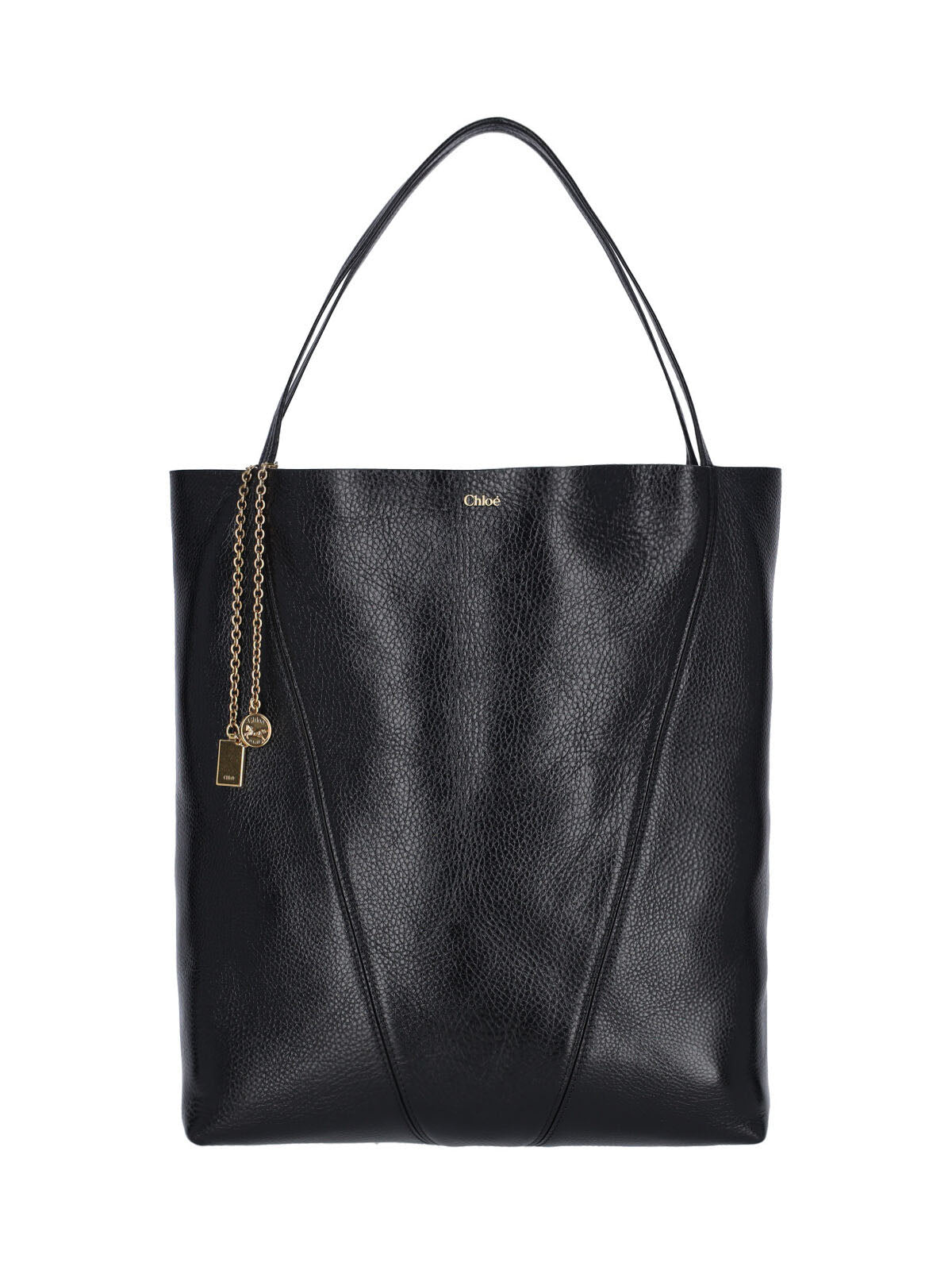 Black Spin Textured Leather Tote