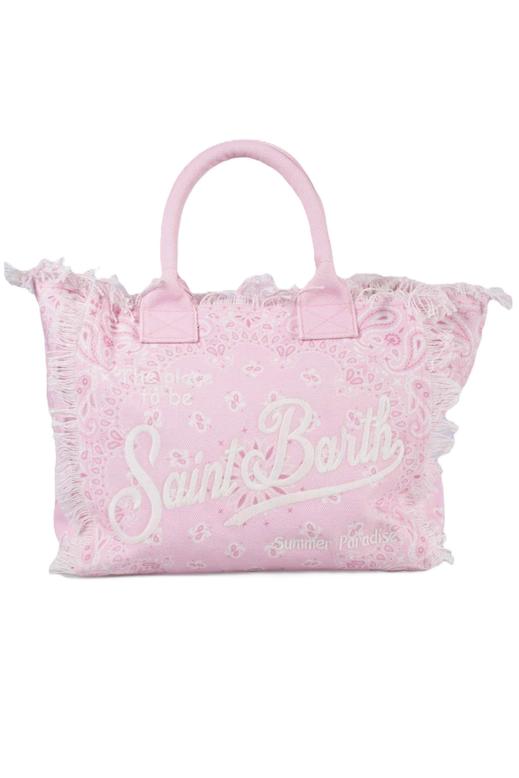 Bandana-Inspired Pink Tote Bag with Fringed Edges