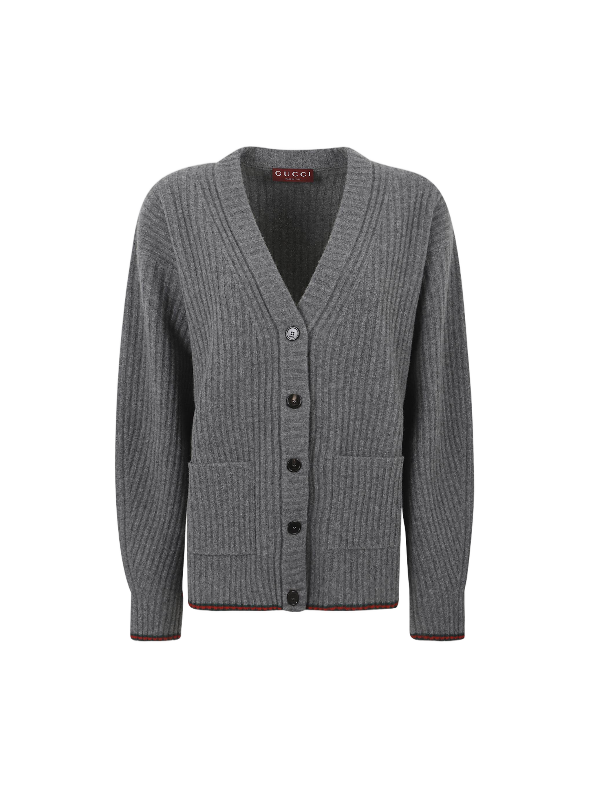 Ribbed Knit Oversized Cardigan With Deep V-Neck