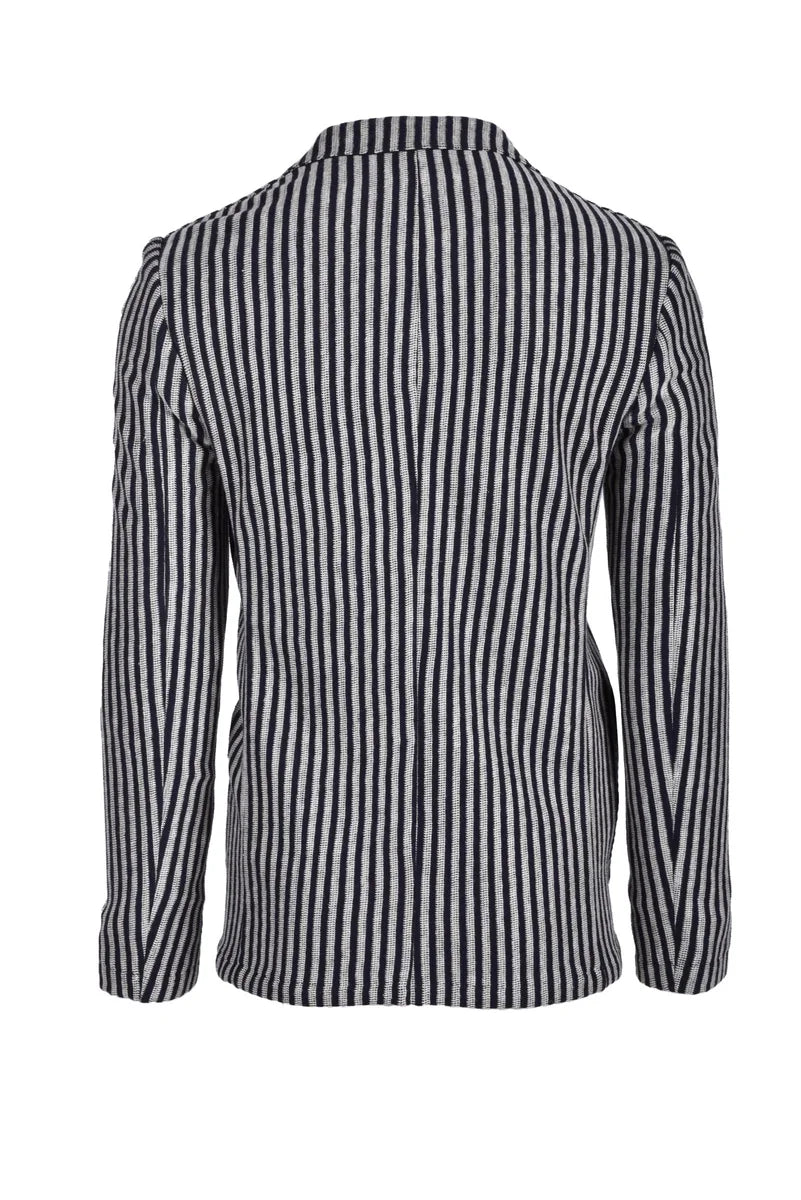 Tailored Blue and Beige Striped Jacket