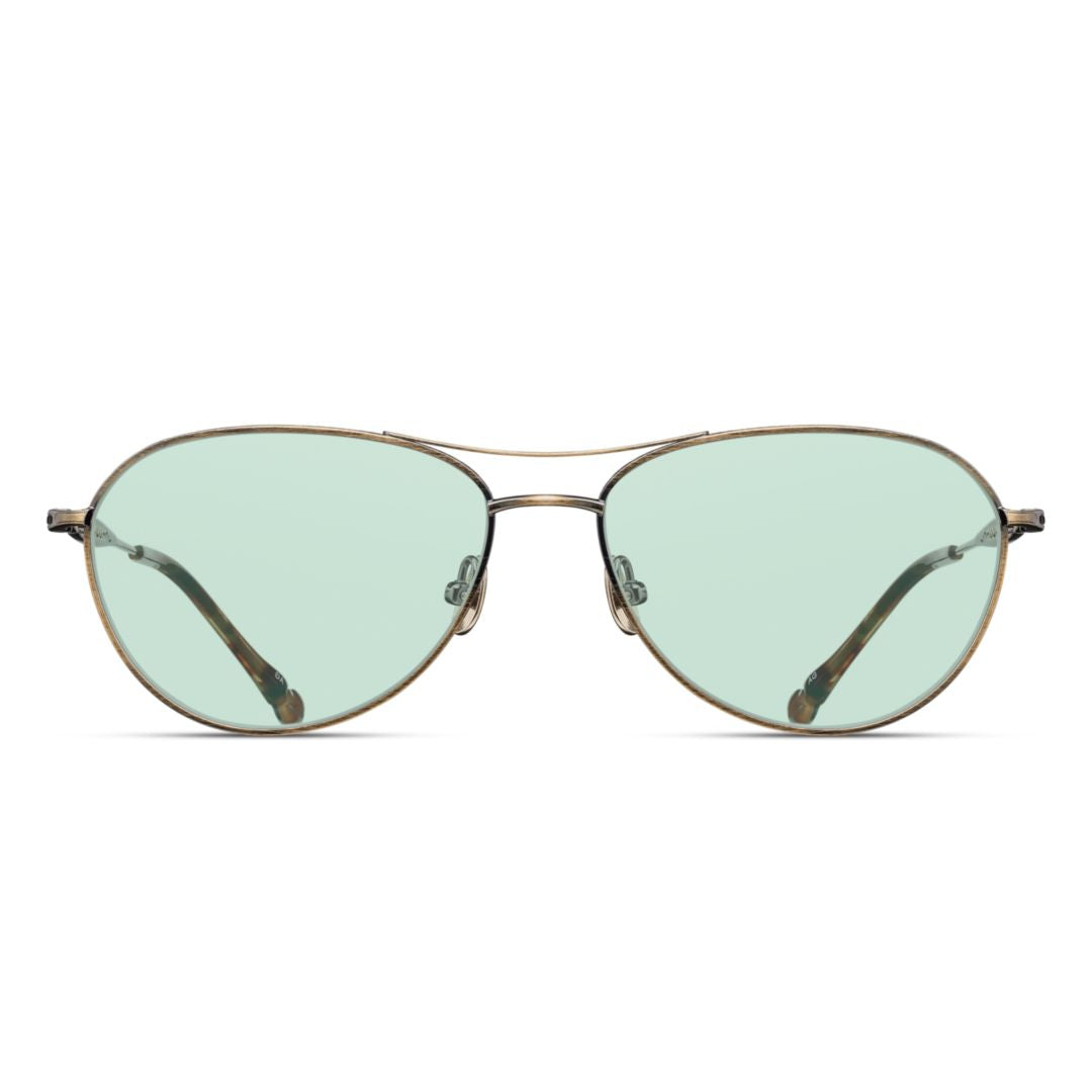 M3139.Sg Antique-Finish Metal Aviator Sunglasses with Tortoiseshell Temples