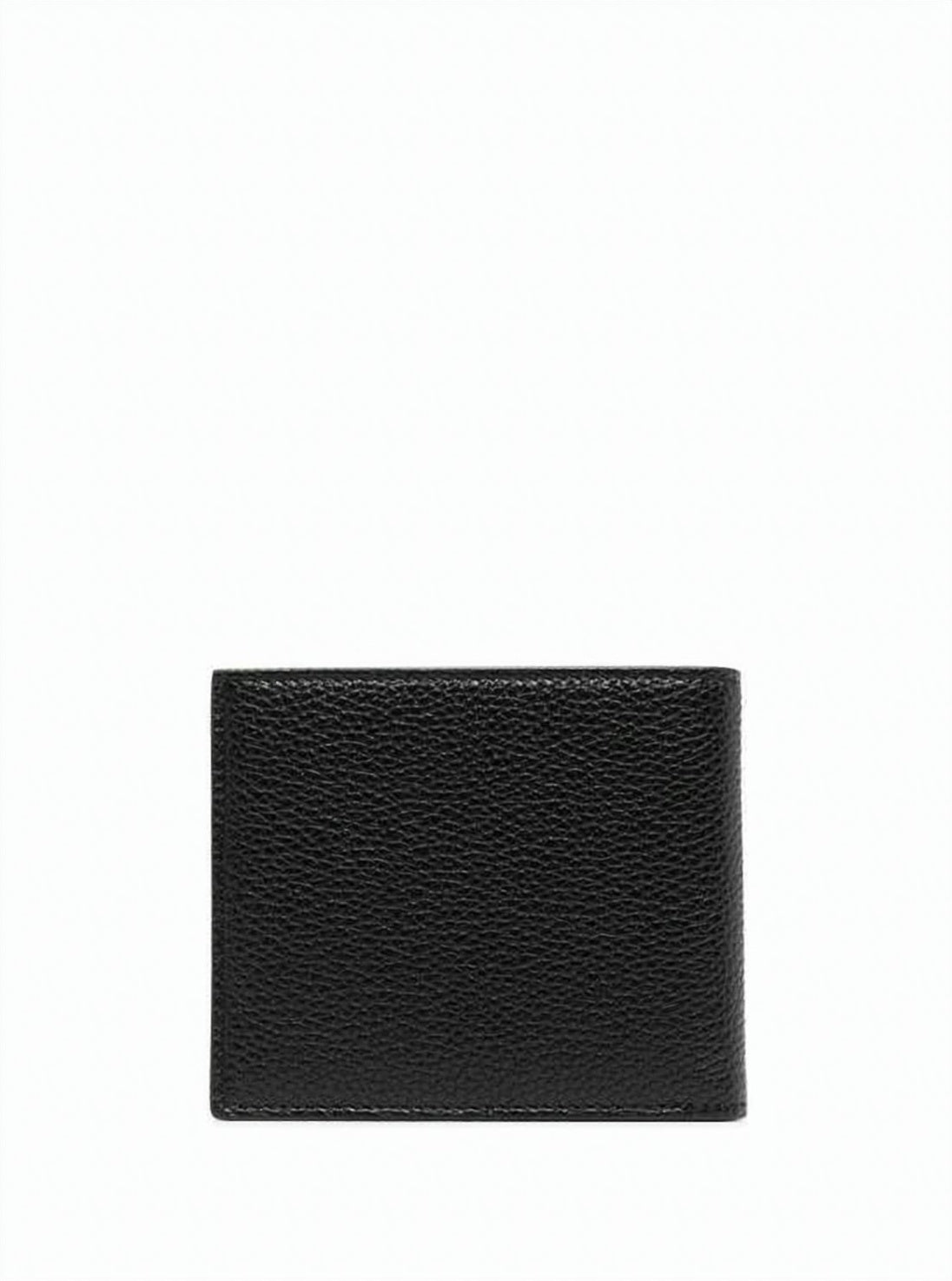 Textured Leather Bifold Wallet with Gold-tone Branding