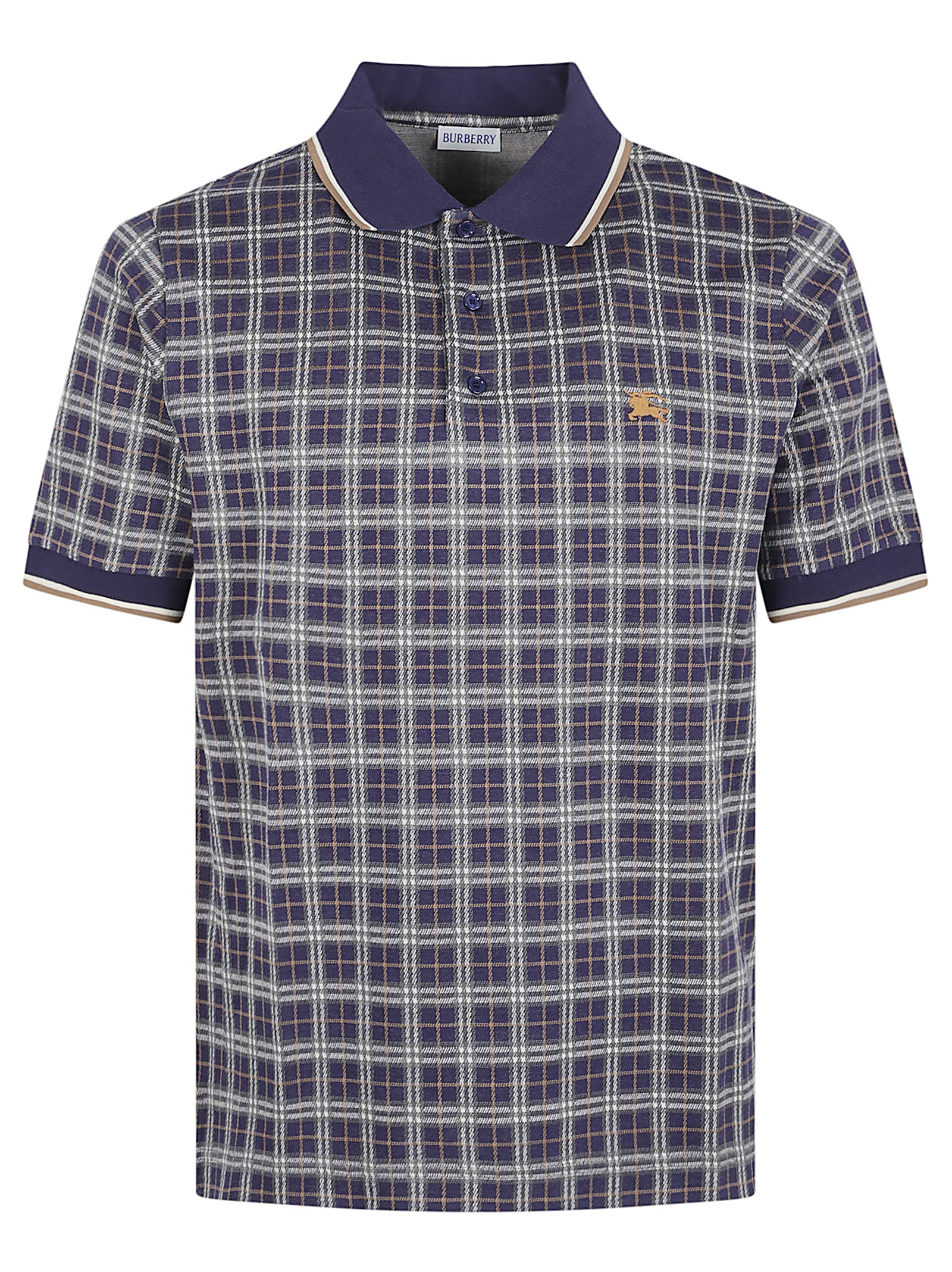 Checkered Polo Top with 3-Button Closure
