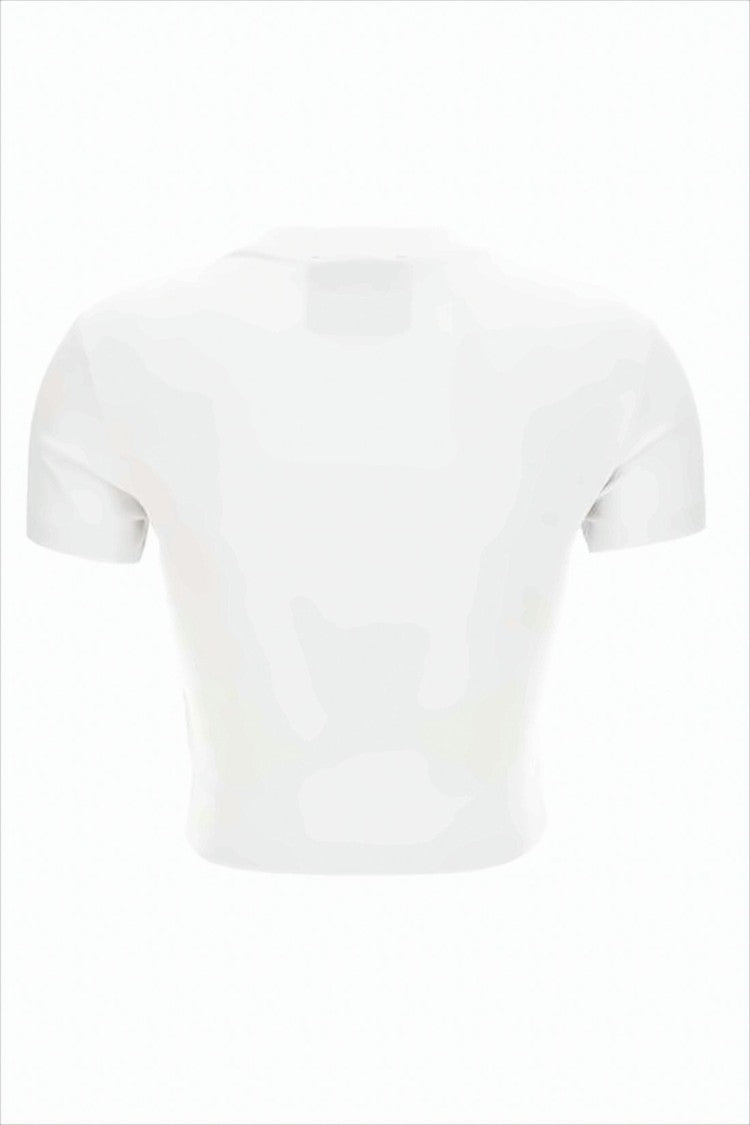 Cropped Fitted T-Shirt with Baroque Print