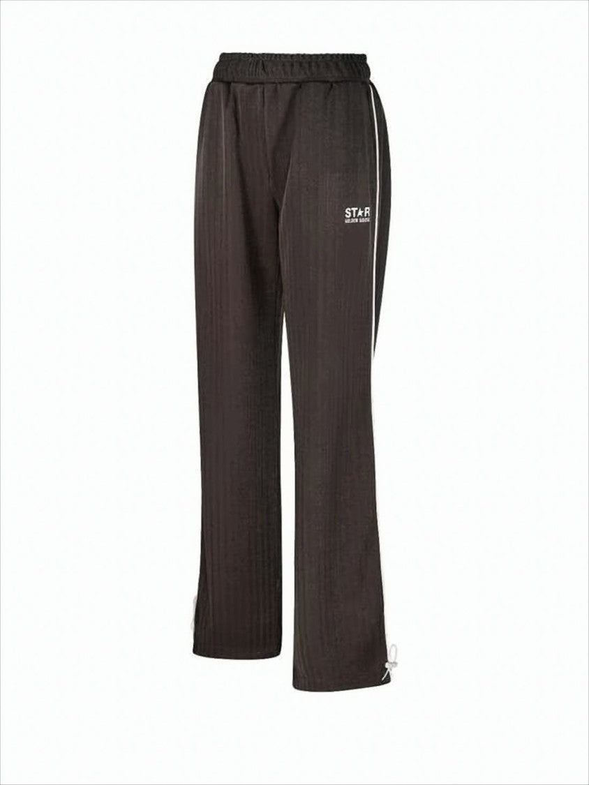 Straight Black Pants with Relaxed Fit and Adjustable Hem