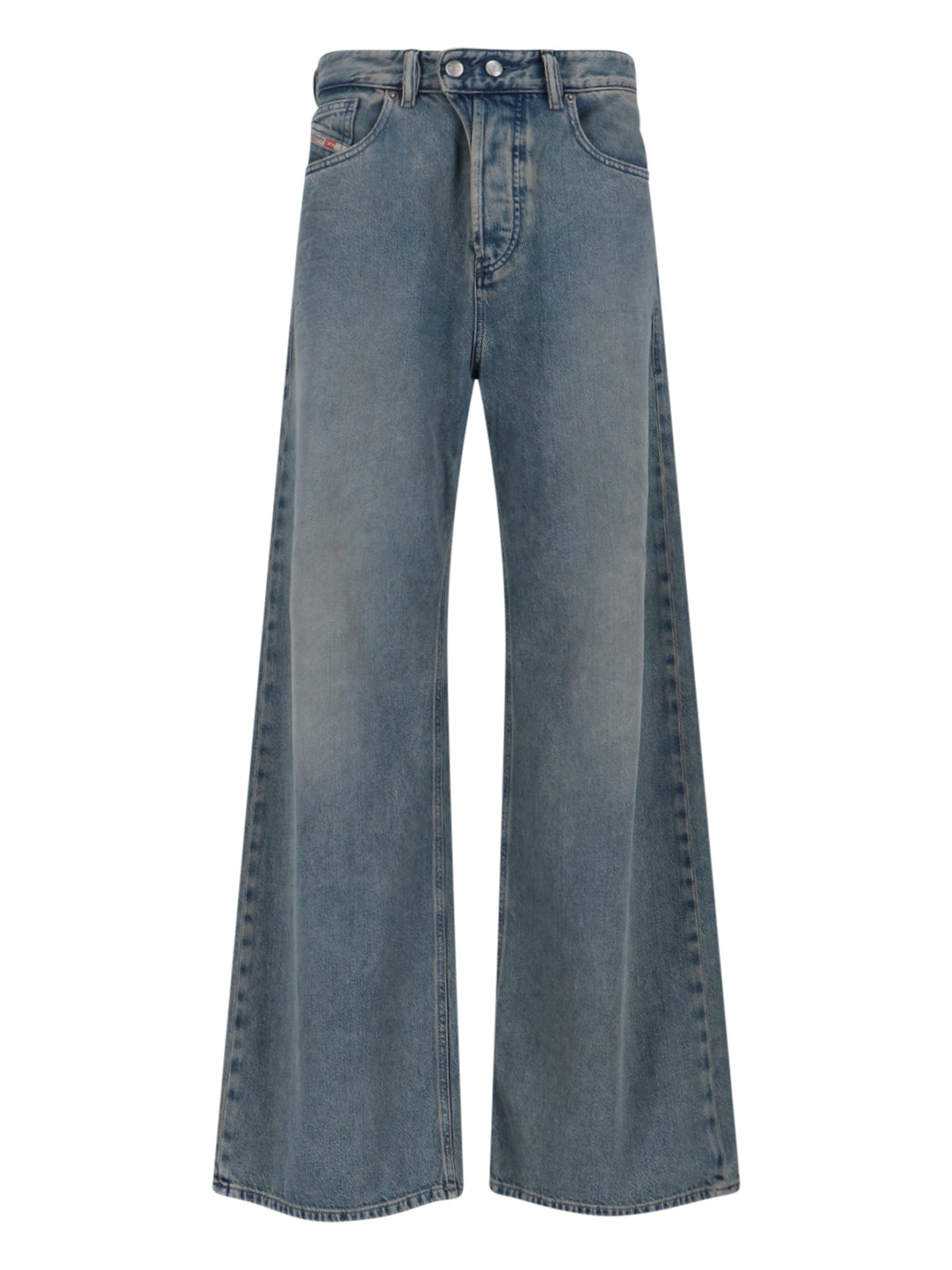 Wide-Leg Jeans With Vintage-Inspired Wash And Classic Five-Pocket Design