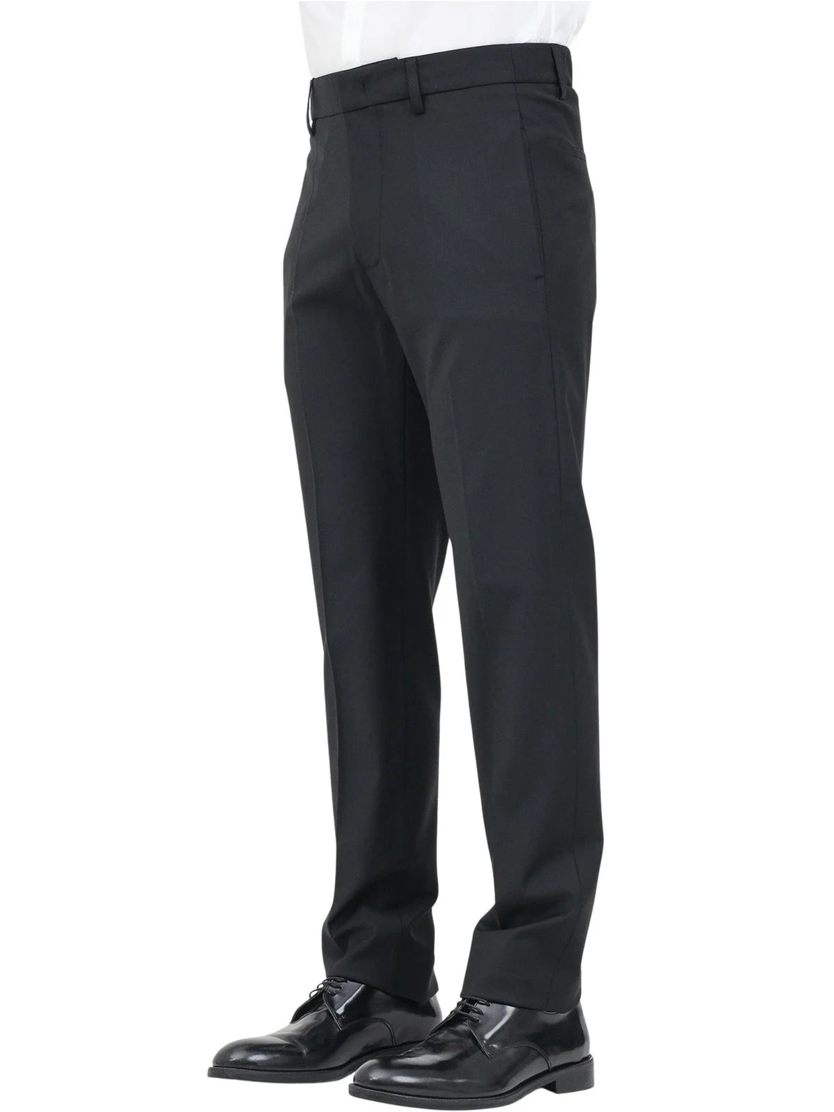Tailored Black Trousers with Flat Front and Side Pockets