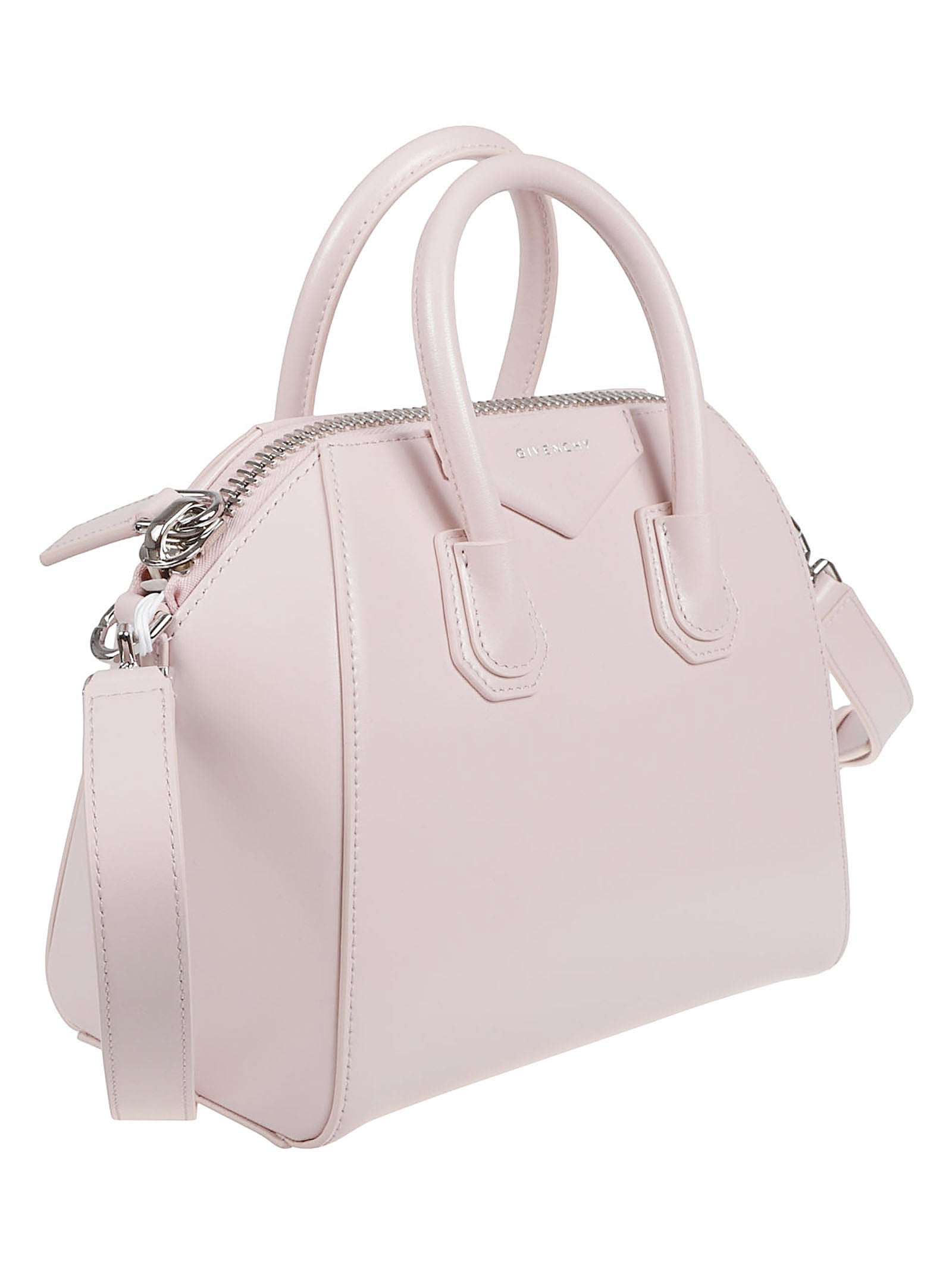 Structured Light Pink Handbag with Silver Hardware