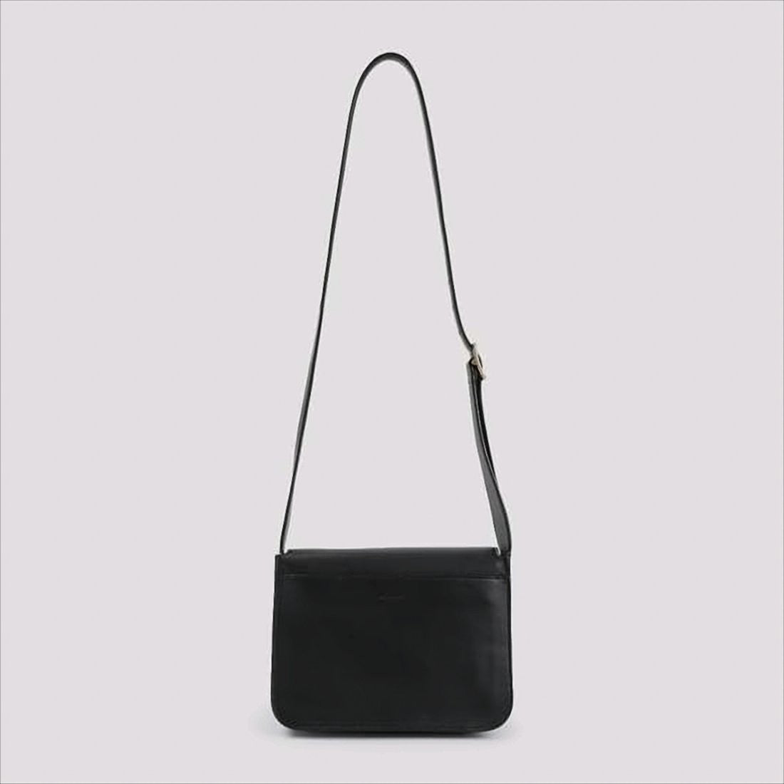 Calfskin Leather Shoulder Bag with Brass Logo Emblem