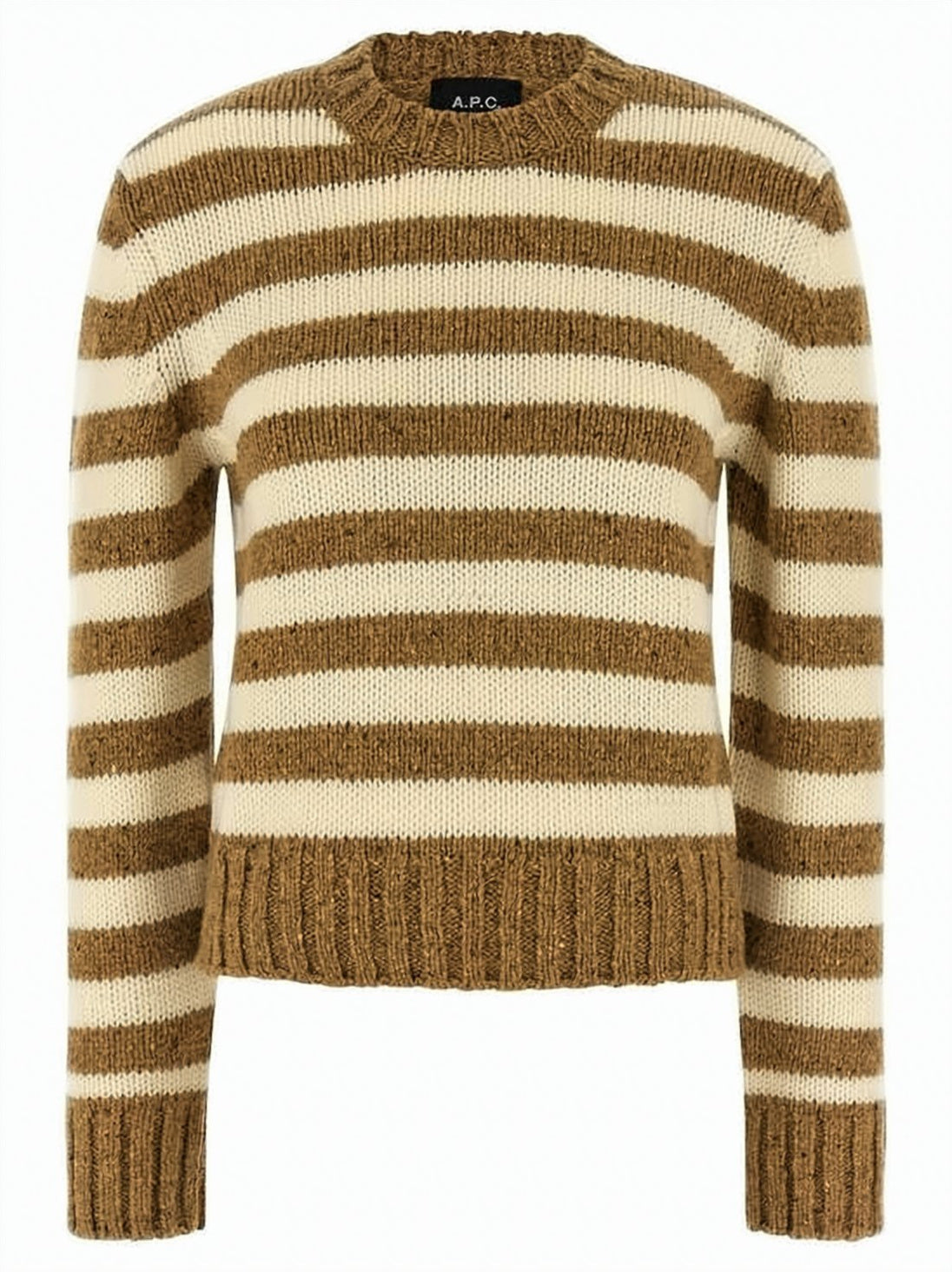 Classic Striped Wool Sweater With Crew Neckline And Ribbed Finish