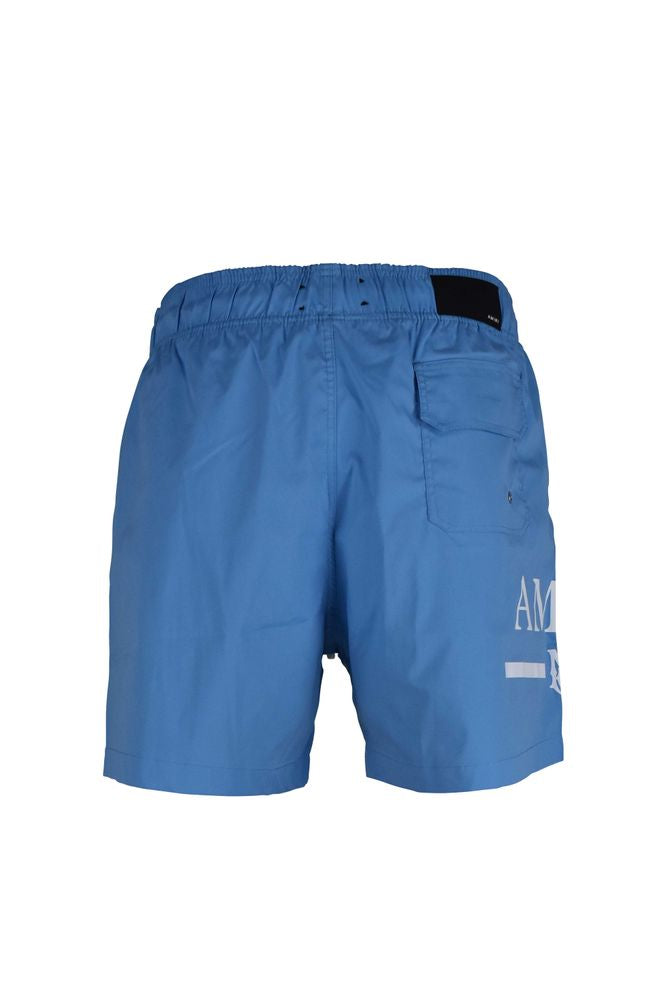Light Blue Swim Shorts With Drawcord Waist