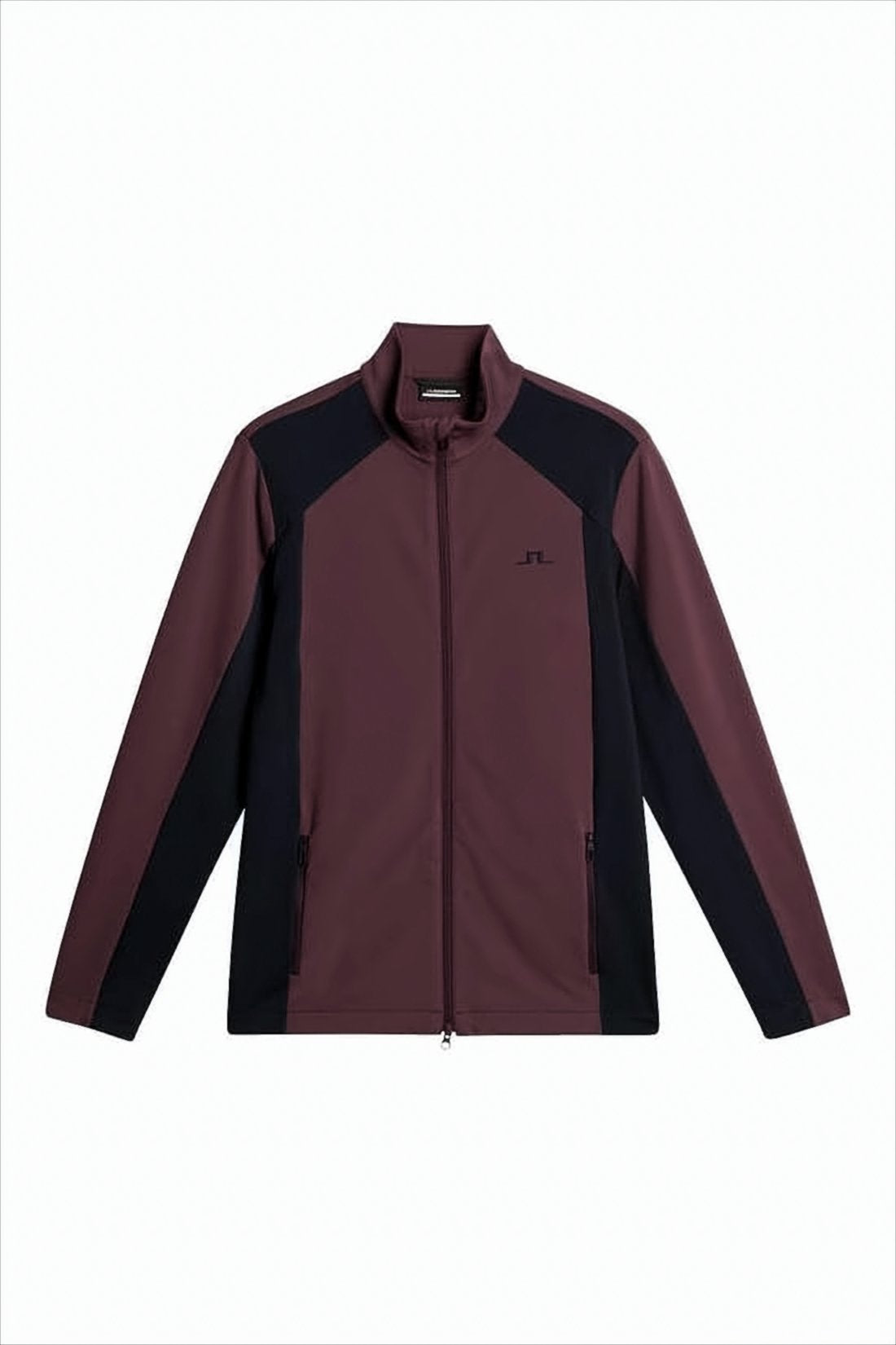 Color-blocked Burgundy Jacket with Black Accents