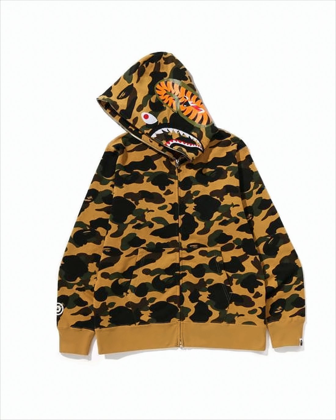 Camouflage Print BAPE Jacket with Shark Graphic