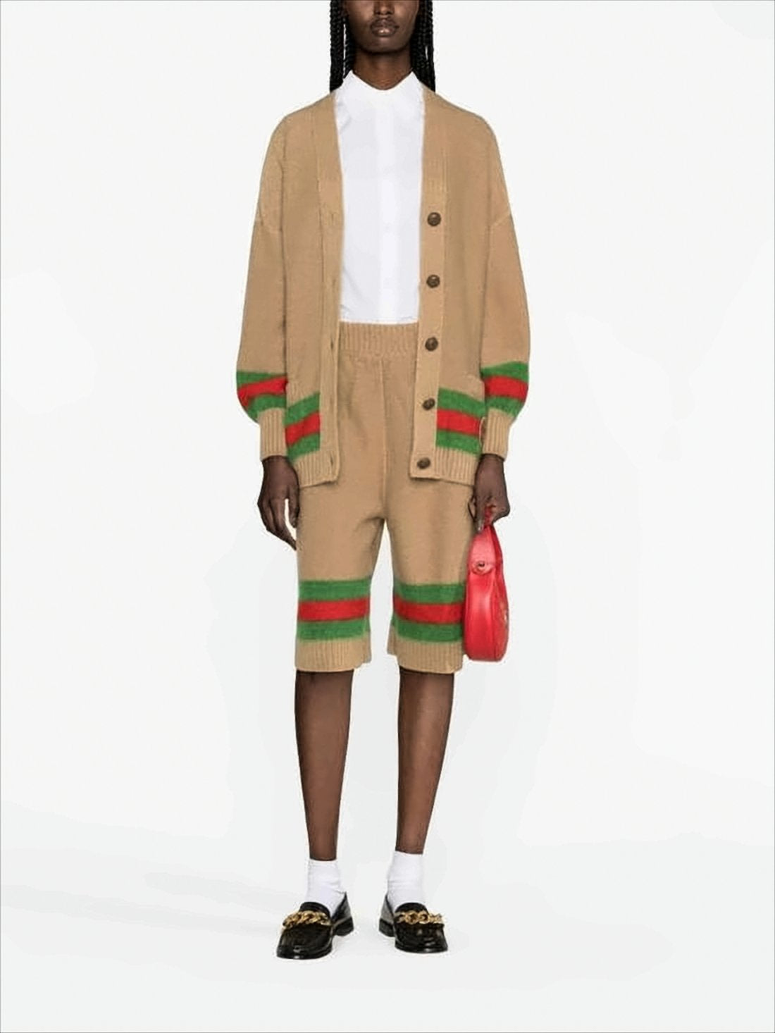 Knee-Length Shorts with Textured Knit